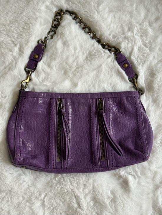 korto momolu Handbags - Korto Momolu Purple Leather Shoulder Bag Y2K Chain Strap Zip Detail Purse